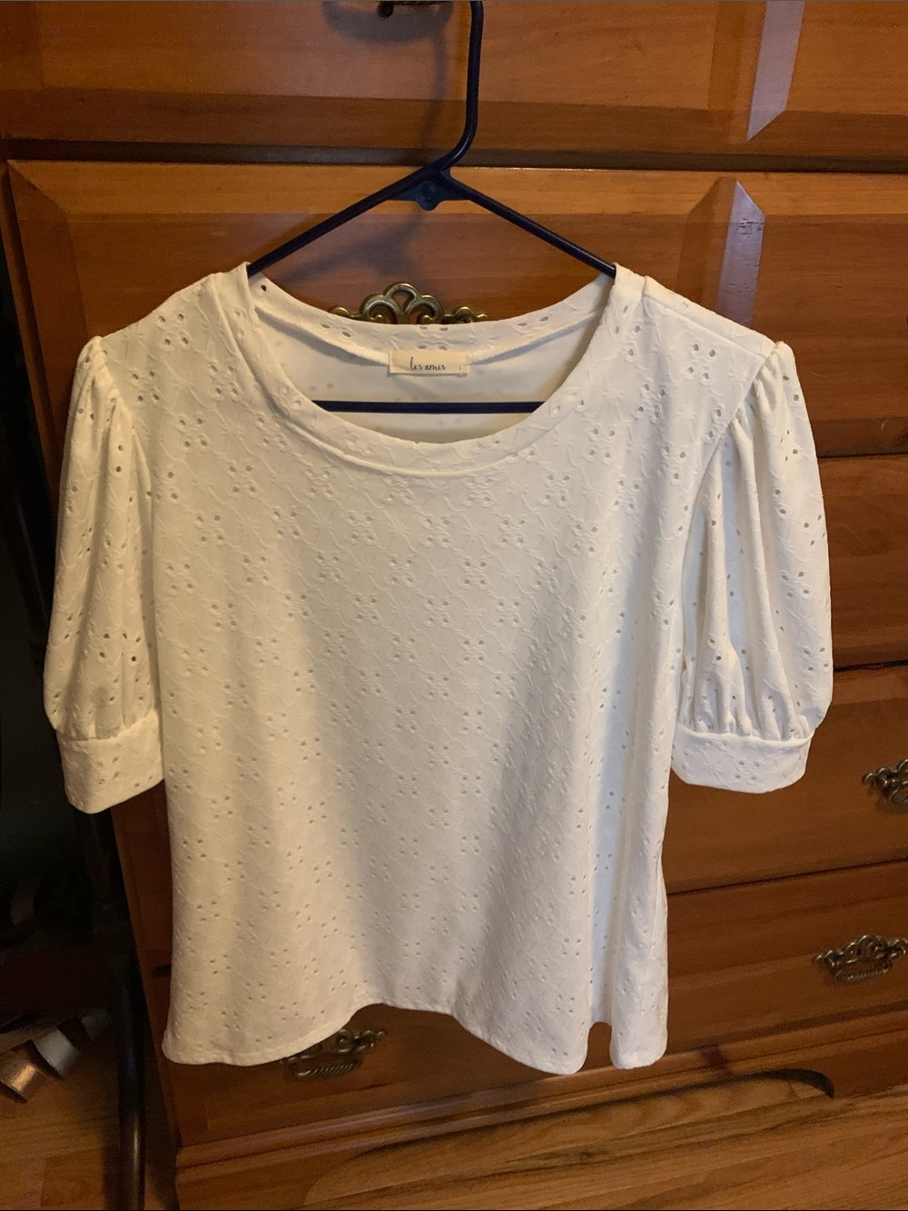 Lush White Eyelet Puff-Sleeve